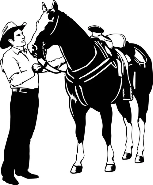 Kůň Kovboj Vektorové Ilustrace — Stockový vektor