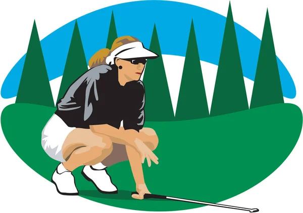 Golfer Lining Shot Vector Illustratie — Stockvector