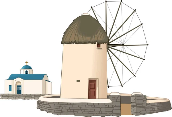 Mykonos Island Vector Illustration — Stock Vector