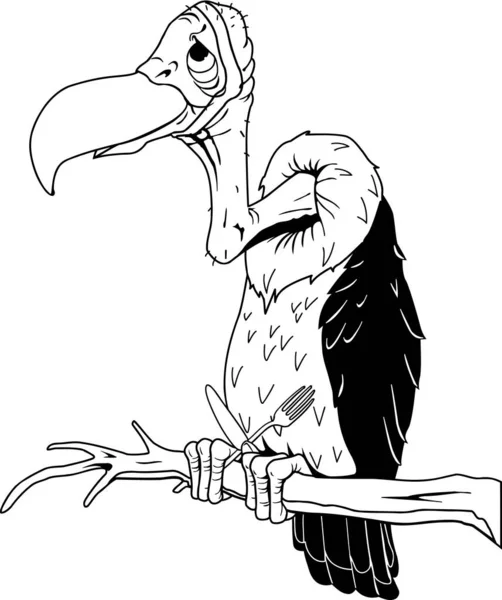 Vulture Perched Vector Cartoon — Stockvector