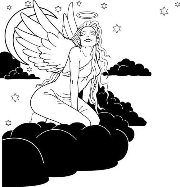 Illustration Vectorielle Ange Sur Nuage — Image vectorielle