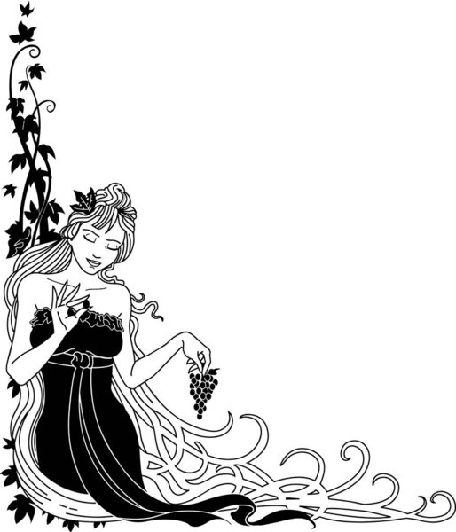 Богиня с векторной иллюстрацией винограда