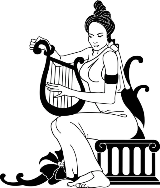 Harpist Playing Vector Illustration — Stock Vector