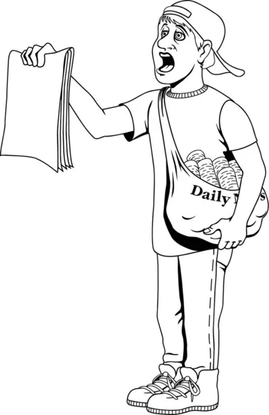 Paperboy Vendendo Ilustração Vetorial — Vetor de Stock