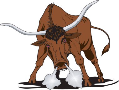 Angry Longhorn Bull Vector Illustration clipart