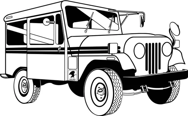 Postal Jeep Vector Ilustración — Archivo Imágenes Vectoriales