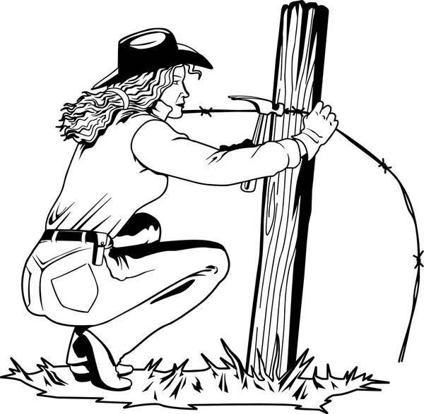 Fixing Fence Vector Illustration