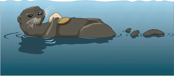 Otter Floating Vector Illustration — Stock Vector