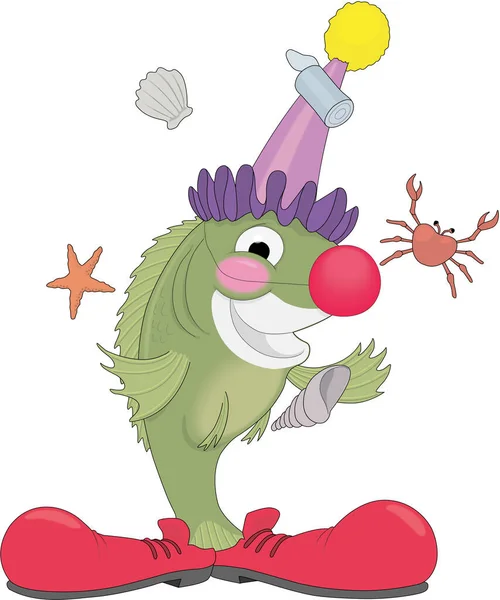Caricature Vectorielle Poisson Clown — Image vectorielle