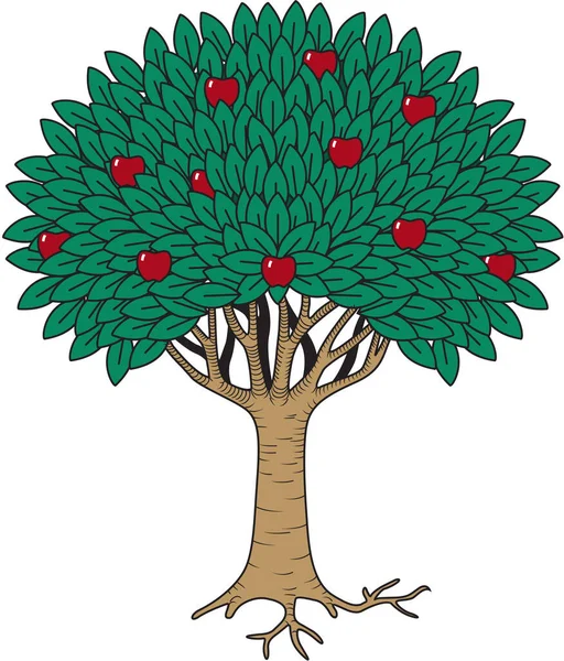 Ilustrasi Vektor Pohon Buah - Stok Vektor