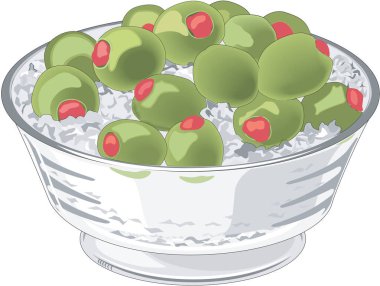 Bir kase zeytin vektörü illüstrasyonu