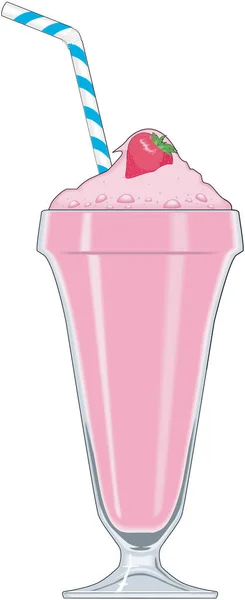 Strawberry Milkshake Vector Illustration — Stock Vector