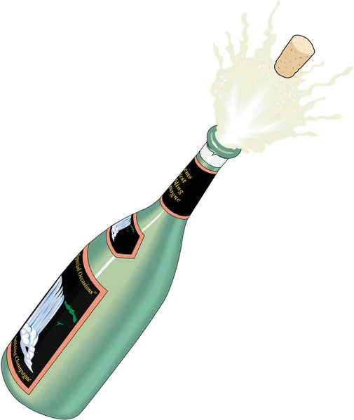 Champagne Uncorked Vector Ilustración — Archivo Imágenes Vectoriales