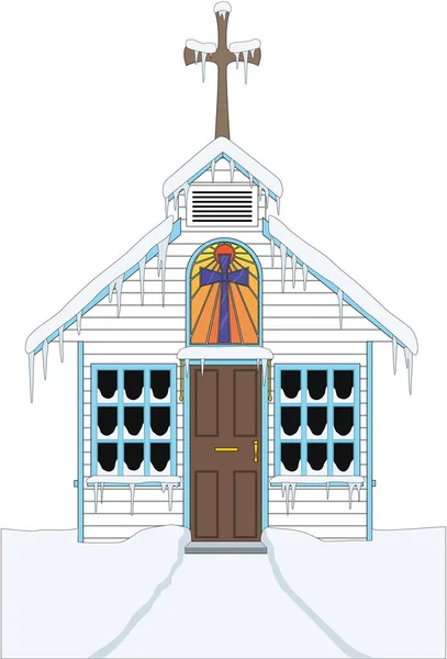 雪のベクターイラスト教会 — ストックベクタ