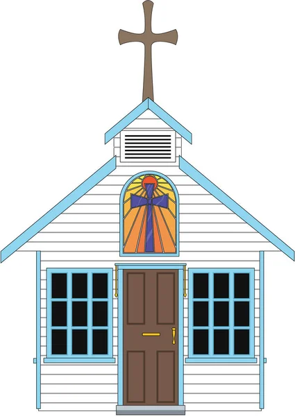 Igreja Com Cruz Vector Ilustração — Vetor de Stock