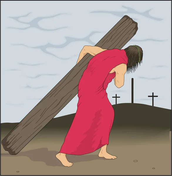Jesus Carrying Cross Vector Illustration — Stockový vektor