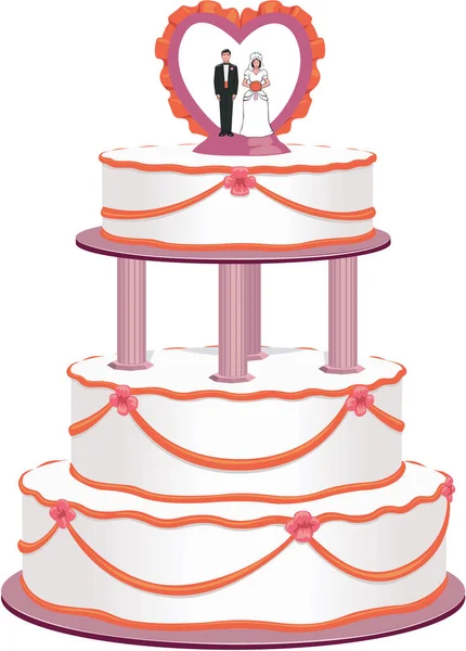 Esküvői Torta Vektoros Illusztráció — Stock Vector