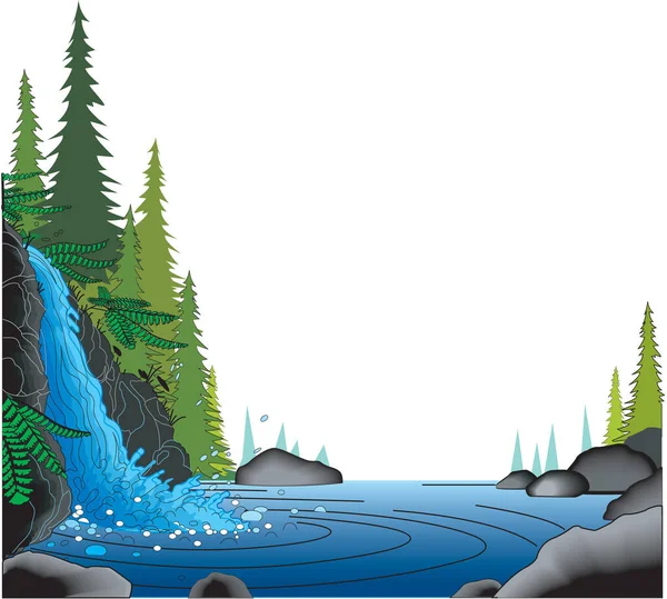 Wasserfall Grenzvektor Illustration — Stockvektor