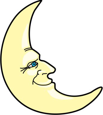 Ay Gülümseyen Vektör İllüstrasyonu