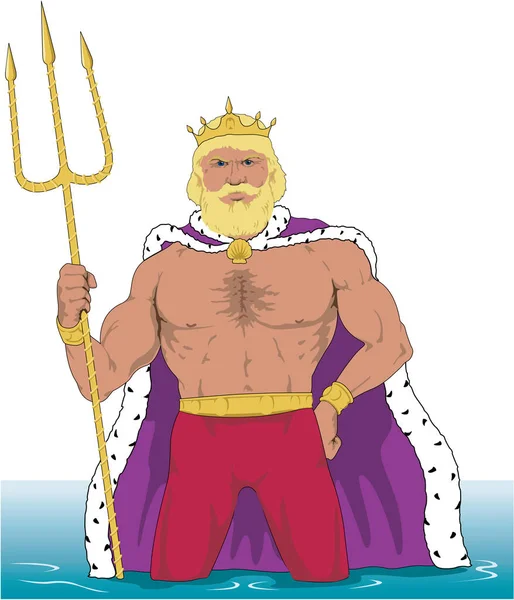 Koning Neptunus Vector Illustratie — Stockvector