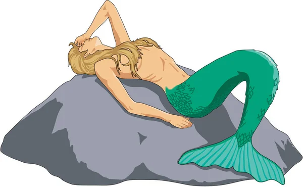 Mermaid Rock Vector Illustration — Stock Vector