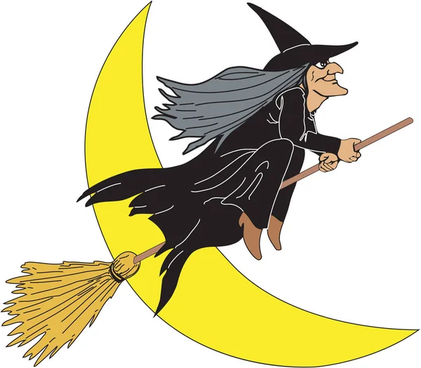 Witch Broomstick Vector Cartoon — Stock Vector