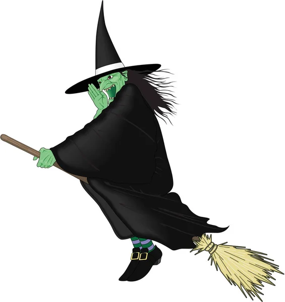 Witch Broomstick Vector Cartoon — 스톡 벡터