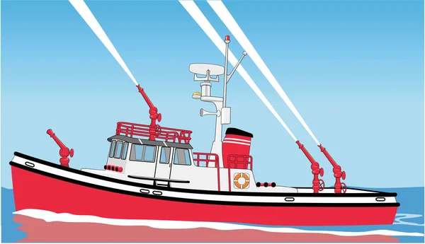 Fire Boat Vector Illustration — Stock Vector