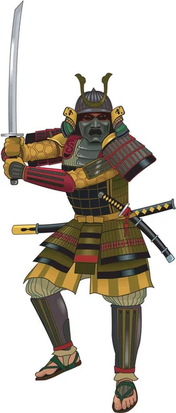 Ilustrasi Vektor Prajurit Samurai - Stok Vektor