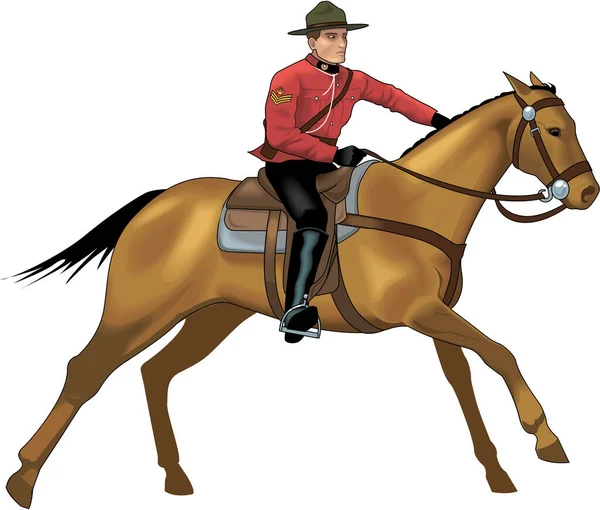 Mountie Auf Dem Pferderücken Vector Illustration — Stockvektor