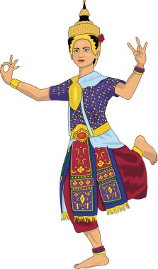 Tayland Dansçı Vektör İllüstrasyonu