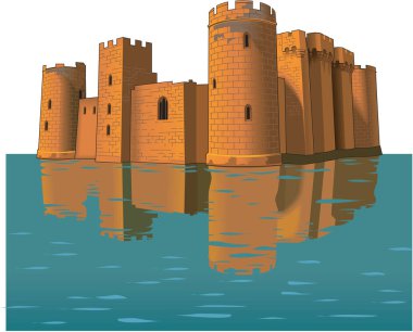 Bodiam Kalesi Vektör İllüstrasyonu