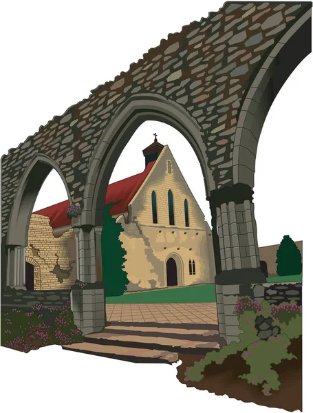 Beaulieu Abbey Vector Ilustración — Archivo Imágenes Vectoriales