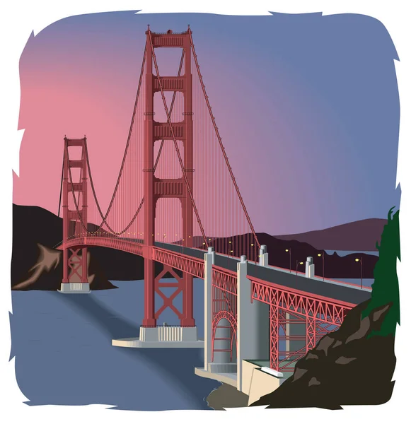 Golden Gate Bridge Vector Illustration — Stock Vector