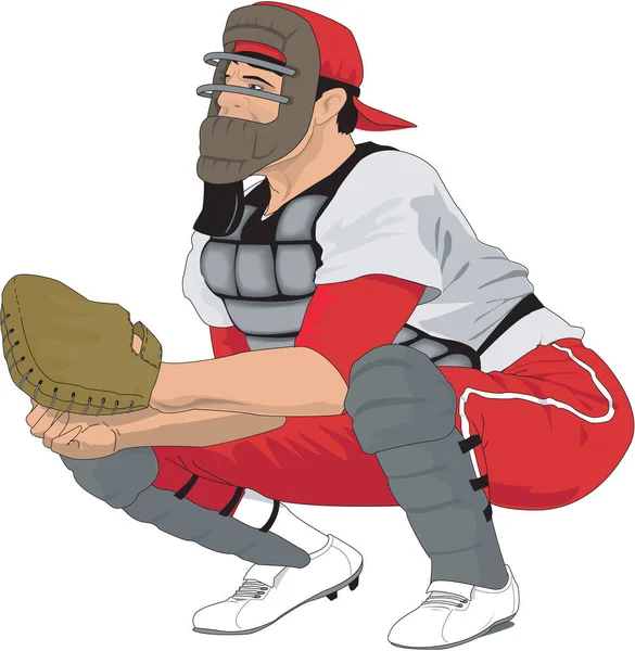 Бейсбол Ловець Векторні Ілюстрації — стоковий вектор