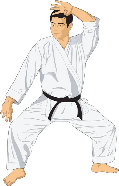 Karate Vechter Vector Illustratie — Stockvector