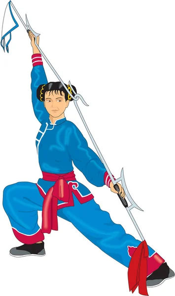 Kungfu Fighter Vector Ilustración — Archivo Imágenes Vectoriales