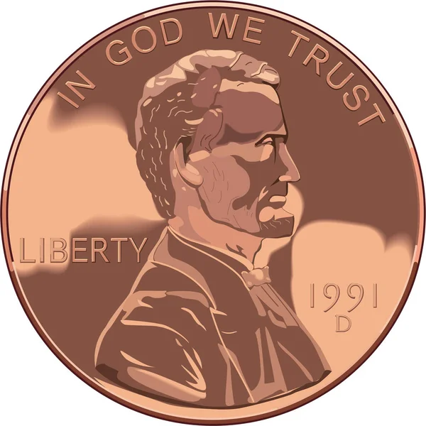 Lincoln Penny Vector Illustration — 스톡 벡터
