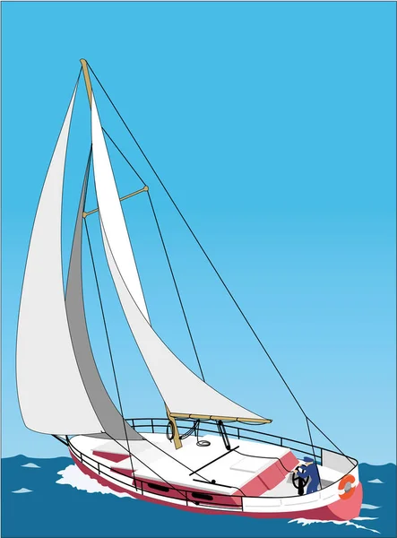 Sailboat Underway Vector Illustration — Stock Vector