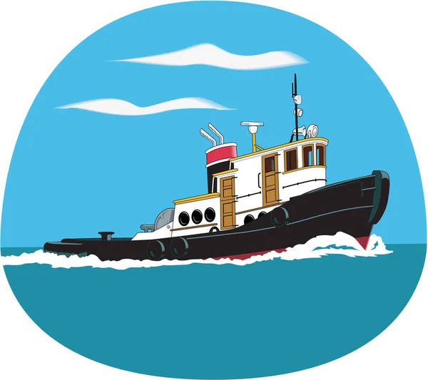 Tug Boat Vector Ilustración — Archivo Imágenes Vectoriales