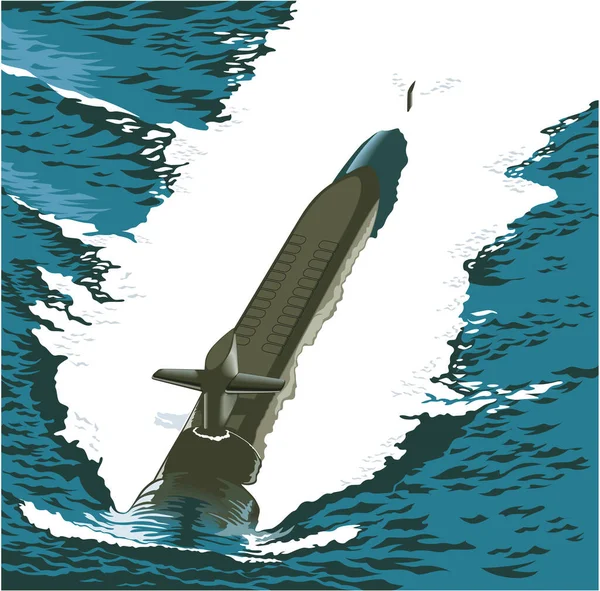 Submarine Warship Vector Illustration — Stock Vector