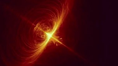 Radyasyon flaşı döngüsü, kırmızı soyut arka plan. Görüntü.