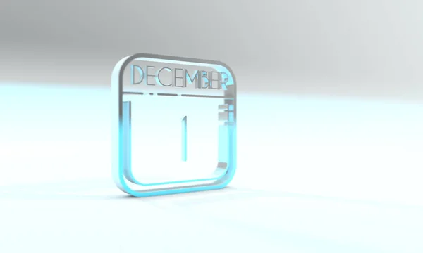 December Kalender Cyaniet Gekleurd Icoon Lichtblauwe Achtergrond — Stockfoto
