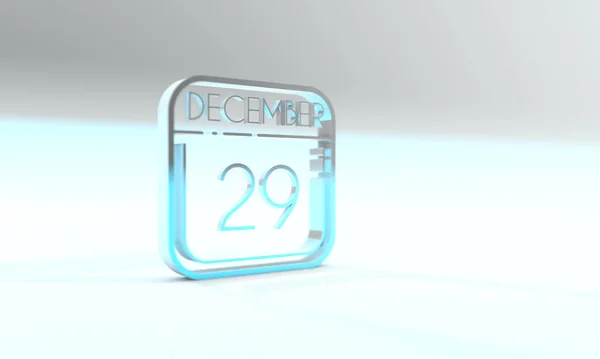 Dezembro Calendário Ícone Cor Cianita Luz Azul Fundo — Fotografia de Stock