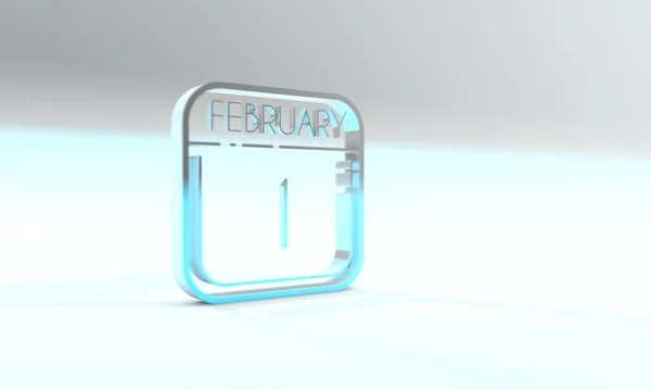 February Cyanite Colored Calendar Icon Light Blue Background — Stockfoto