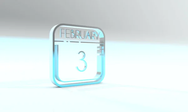 February Cyanite Colored Calendar Icon Light Blue Background — Stockfoto