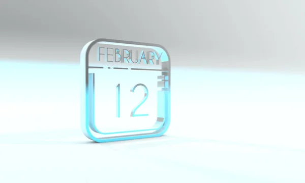 February Cyanite Colored Calendar Icon Light Blue Background — Stockfoto