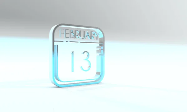 February Cyanite Colored Calendar Icon Light Blue Background — Stockfoto