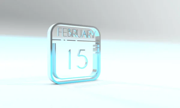 February Cyanite Colored Calendar Icon Light Blue Background — Stockfoto