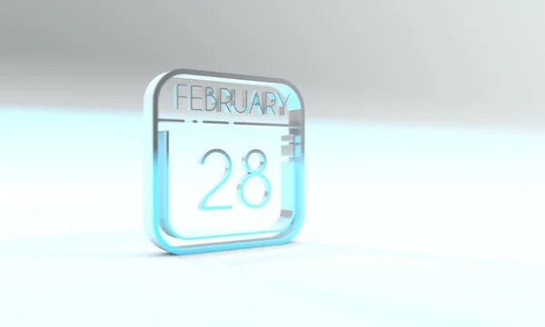 February Cyanite Colored Calendar Icon Light Blue Background — Stockfoto